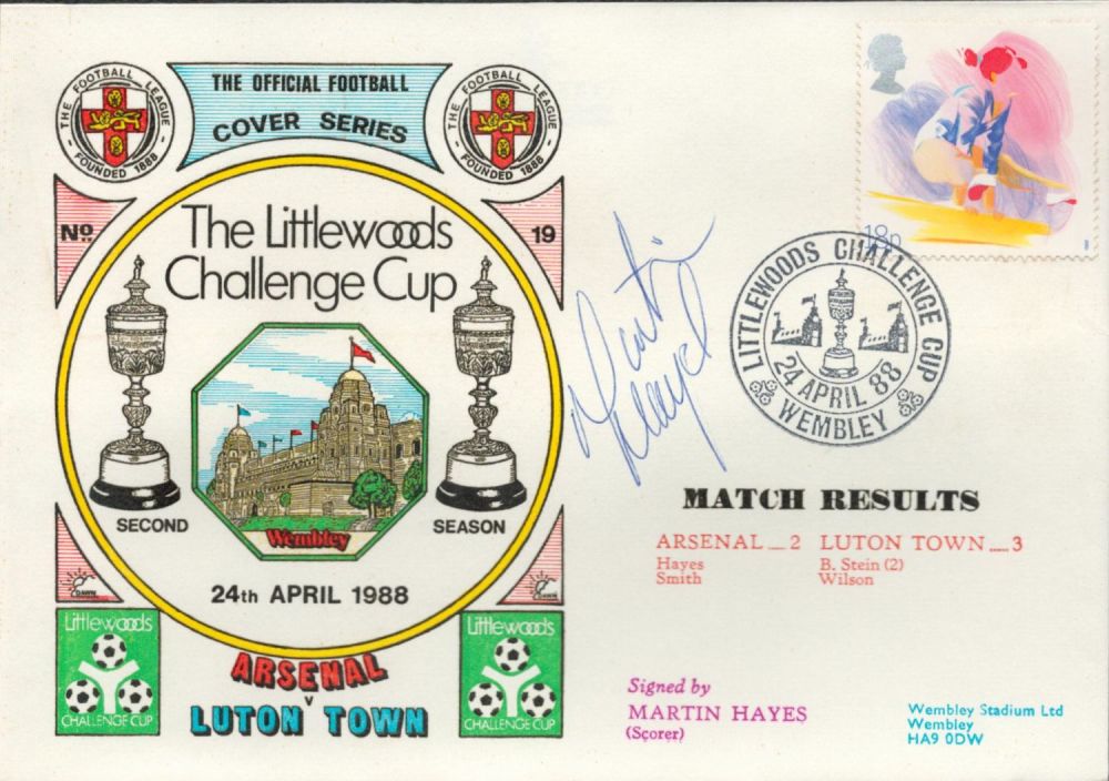 Lot 390: Martin Hayes signed official Arsenal V Luton Town...