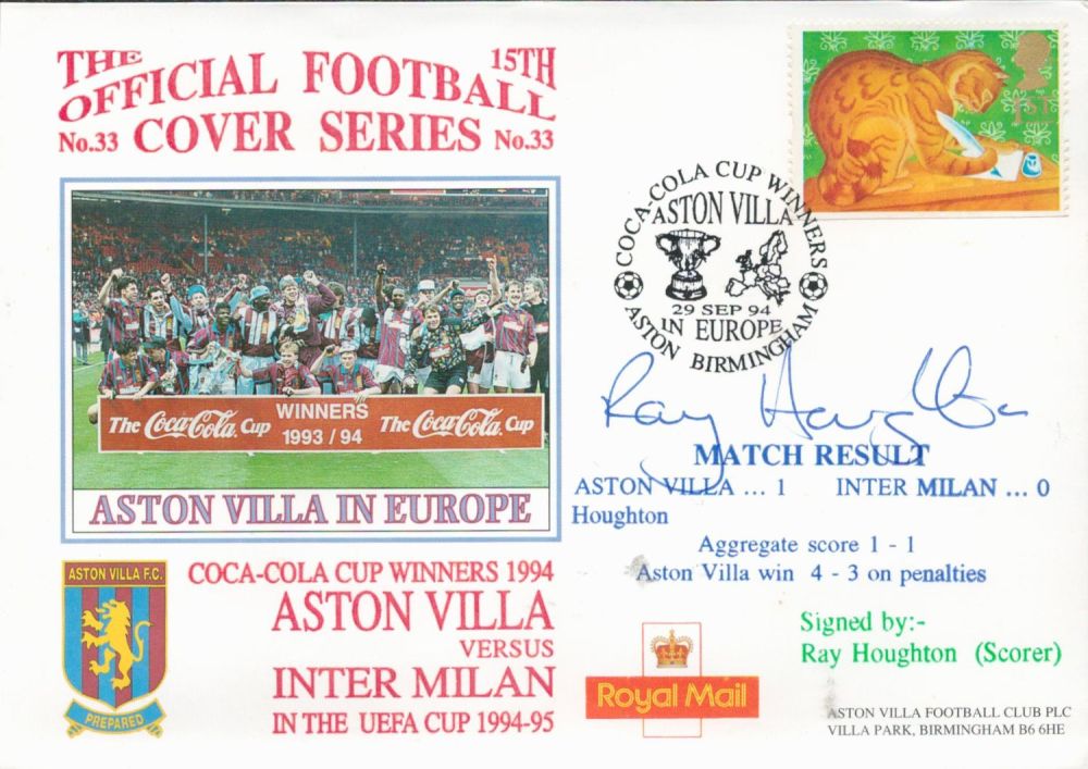 Lot 410: Ray Houghton signed official Aston Villa V Inter...