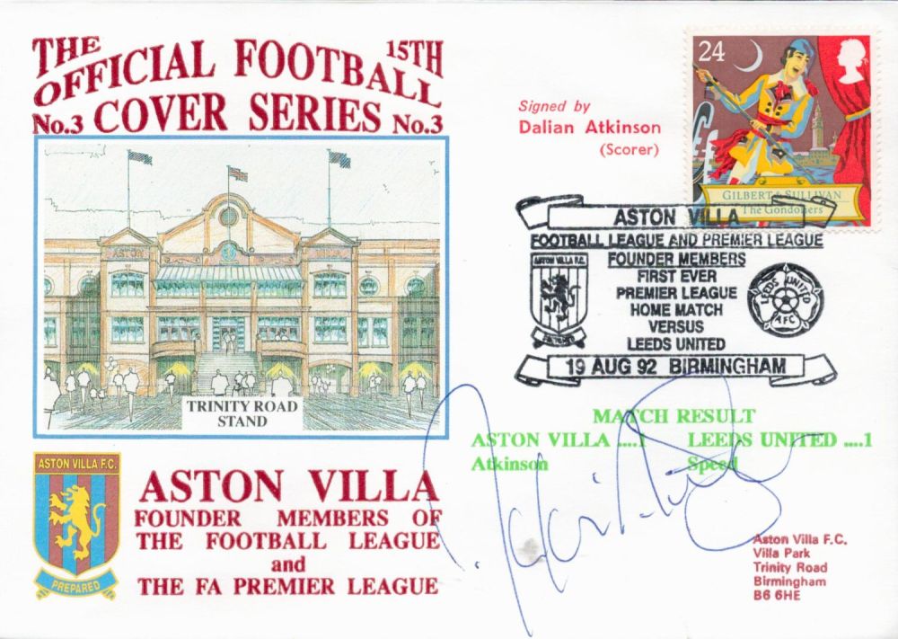 Lot 421: Dalian Atkinson signed official Aston Villa V Leeds...