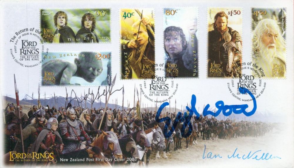 Lot 102: Ian McKellen and Elijah Wood, a signed Lord...