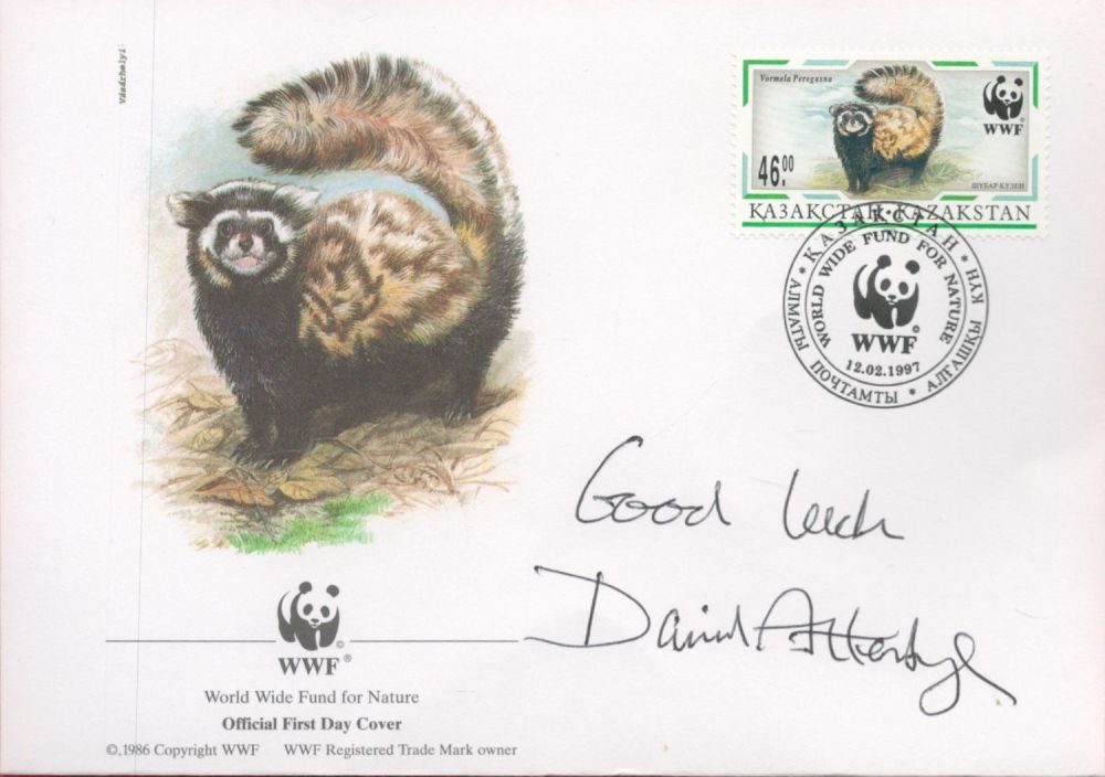 Lot 120: David Attenborough, a signed World Wildlife Fund FDC....