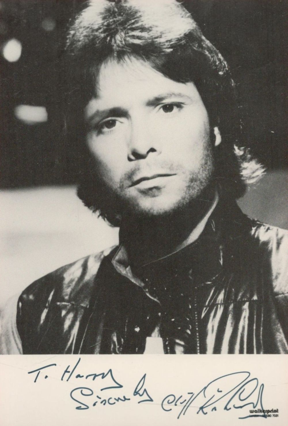 Lot 180: Cliff Richard signed 6x4 black and white photo....