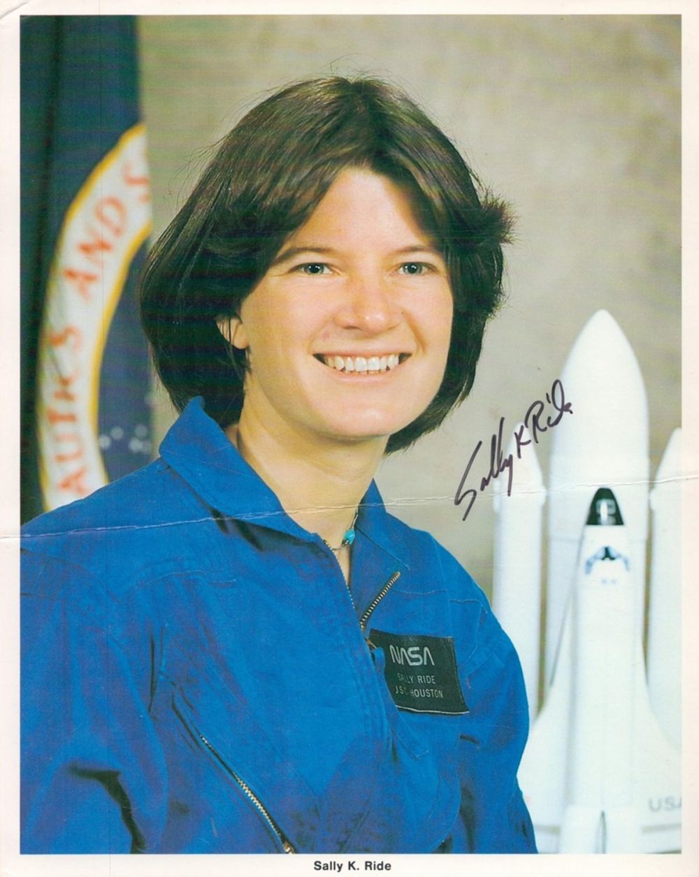 Lot 186: Sally Ride signed 10x8 colour photo. 1st American...
