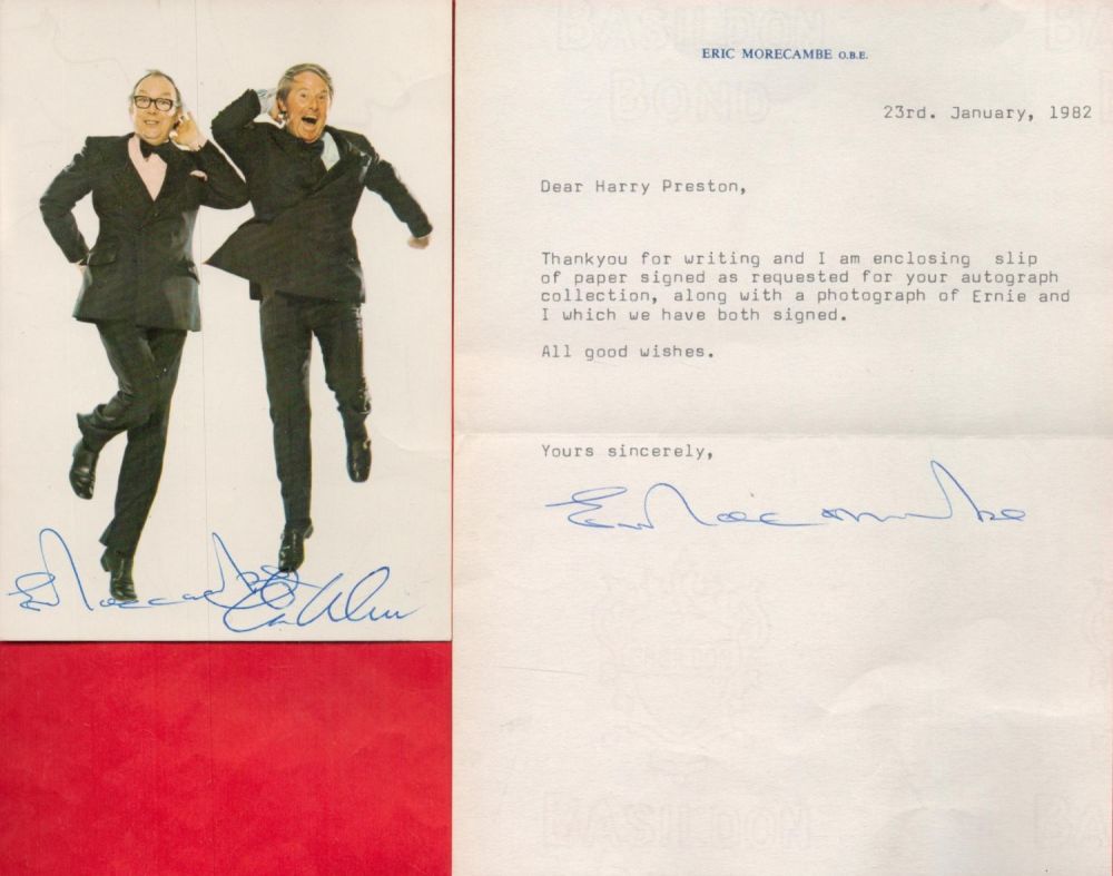 Lot 190: Morecambe and Wise signed collection. Includes 6x4 signed...