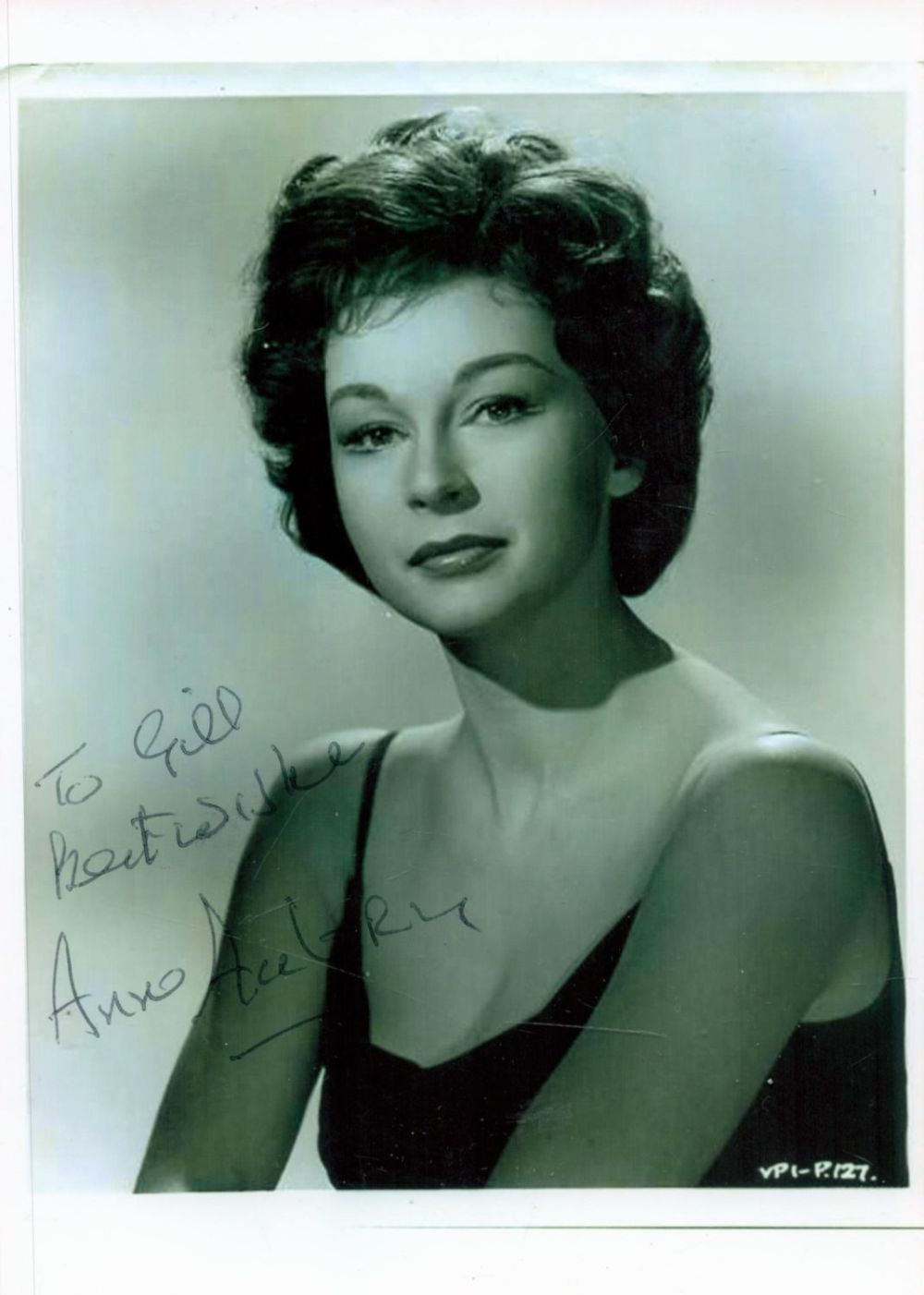 Lot 192: Anne Aubrey signed 7x5 black and white photo....