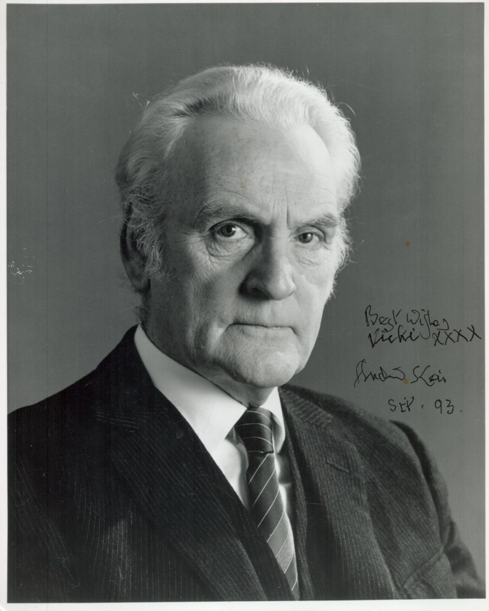 Lot 204: Andrew Keir signed 10x8 black and white photo....