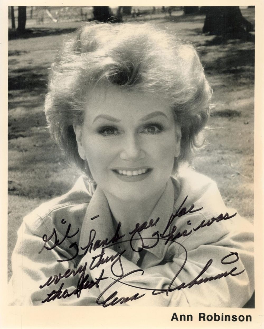 Lot 211: Ann Robinson signed 10x8 black and white photo....