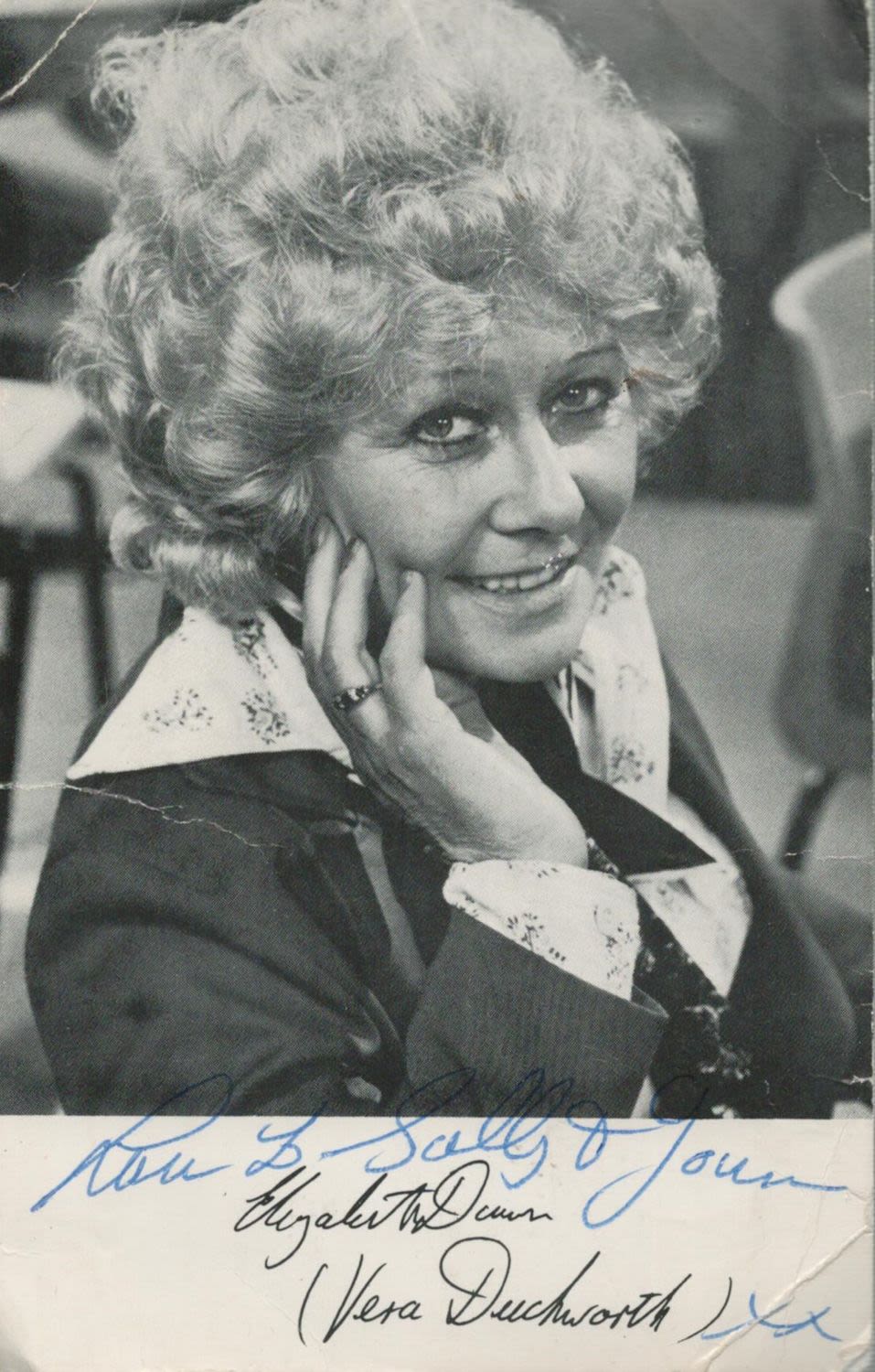 Lot 220: Liz Dawn signed 6x4 vintage black and white...