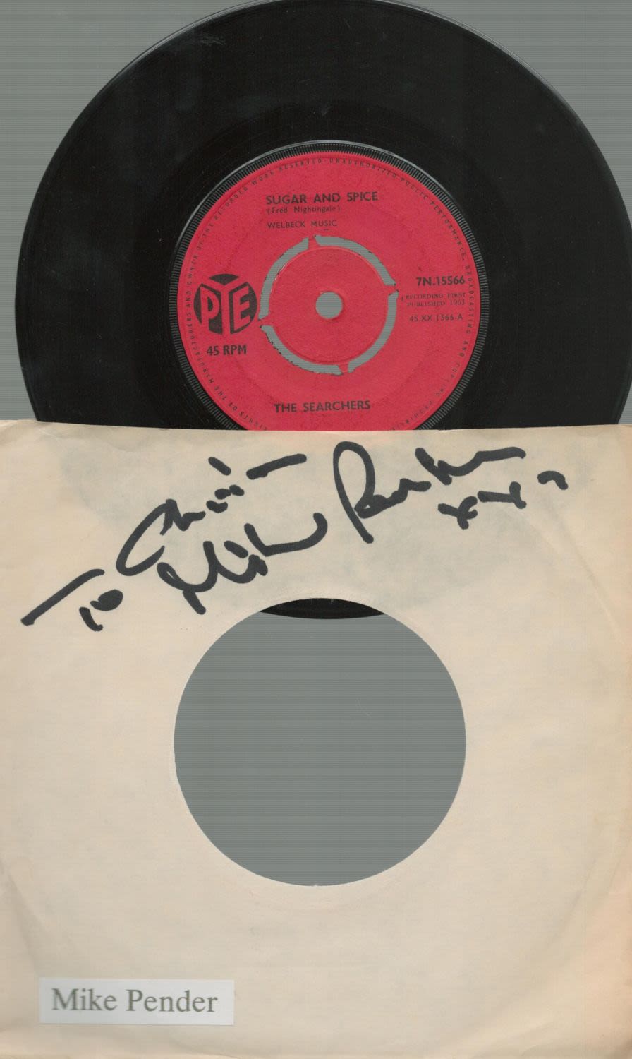 Lot 229: Mike Pender signed record sleeve dedicated incudes PYE...