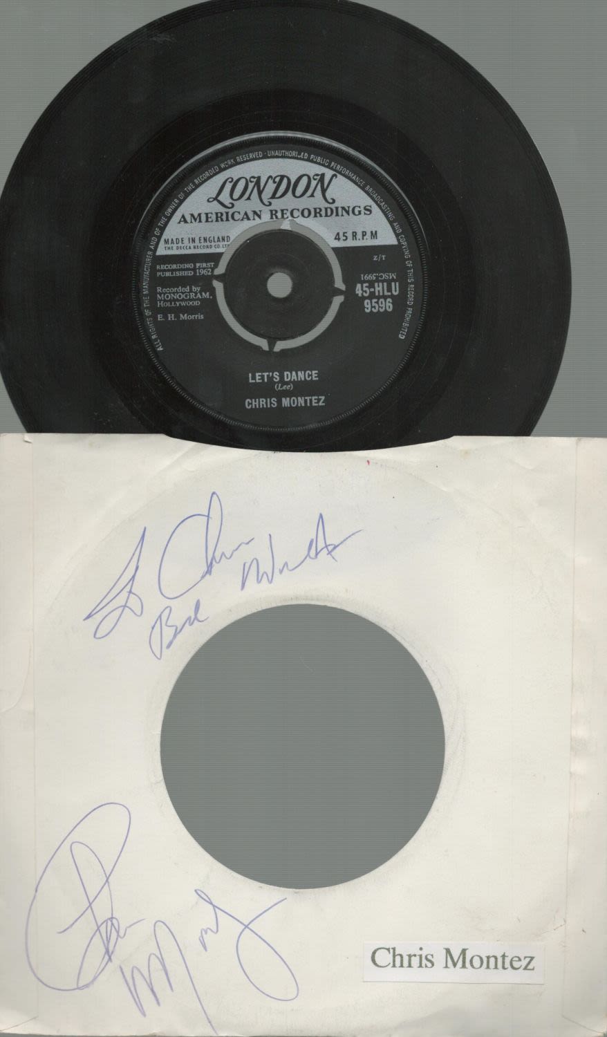 Lot 231: Chris Montez signed record sleeve dedicated includes London...