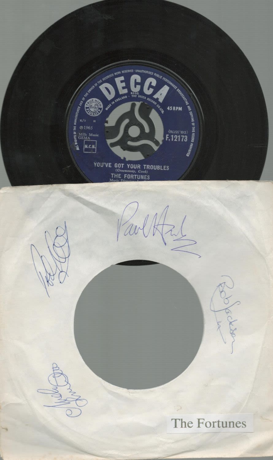 Lot 241: The Fortunes multi signed record sleeve includes Decca...