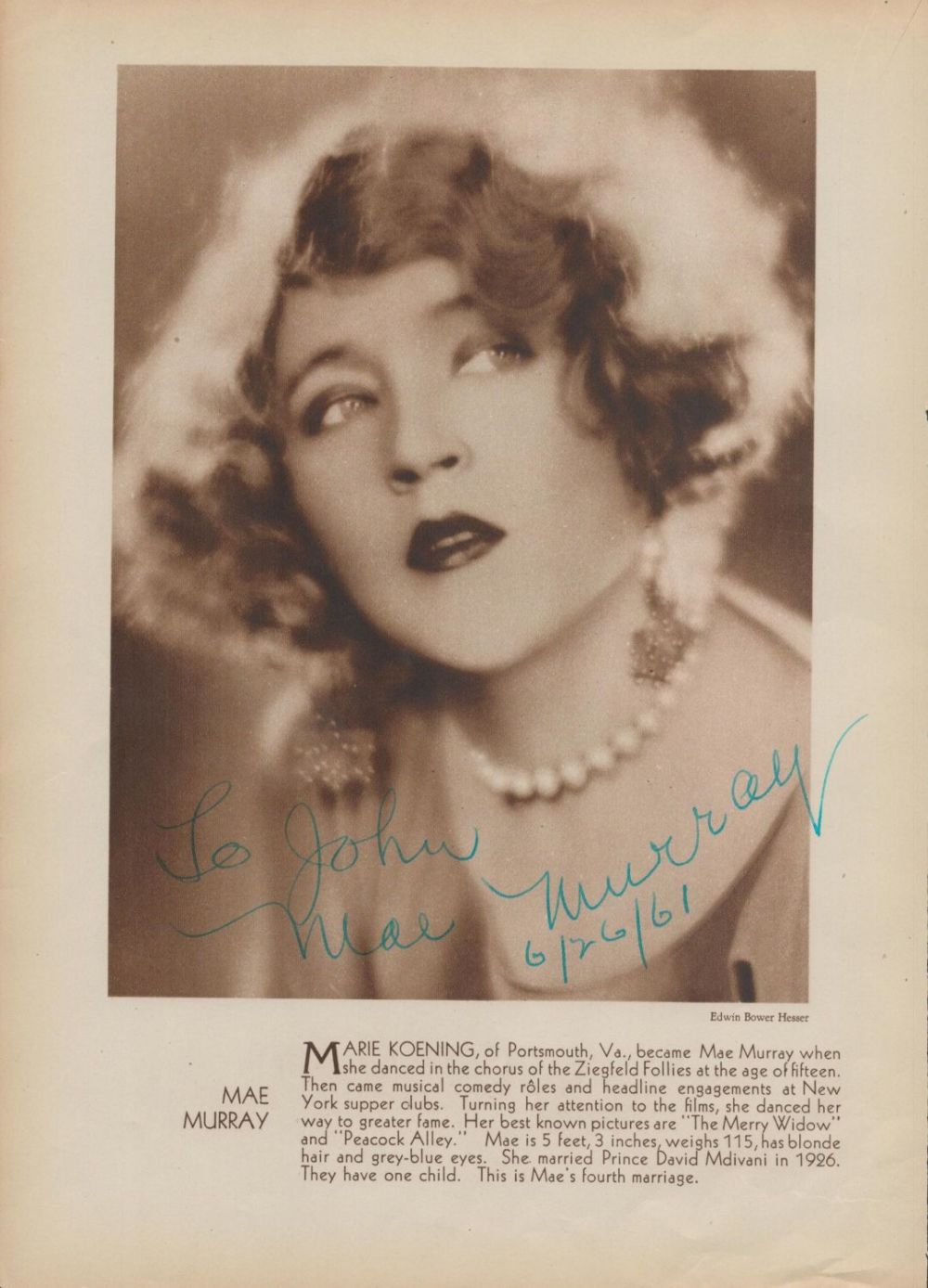 Lot 251: Mae Murray and Jack Mulhall signed 10x8 black...