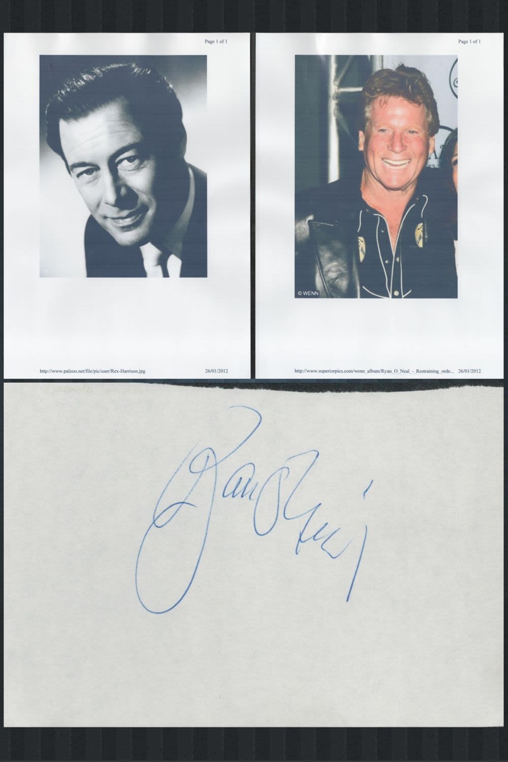 Lot 290: Ryan O'Neal signed 6x4 white album page. Ryan...