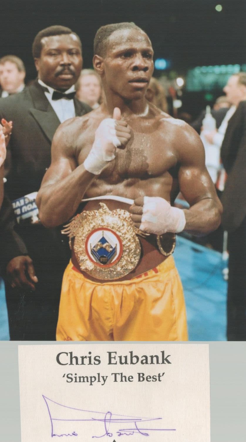 Lot 316: Chris Eubank Boxer Signed Card With Photo. Good...