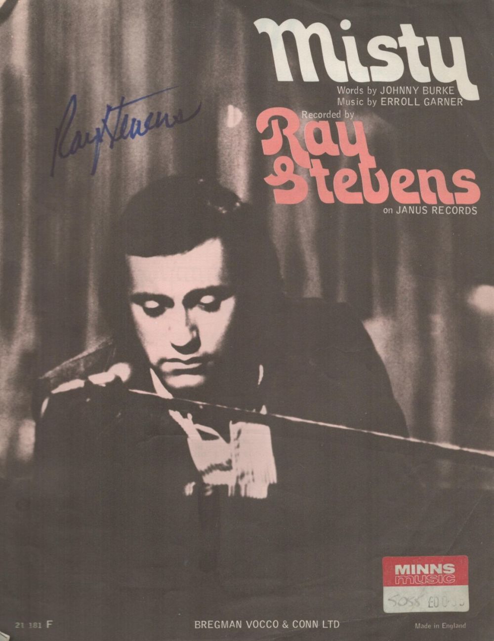 Lot 325: Stevens Singer Signed Vintage 'Misty' Sheet Music. Good...