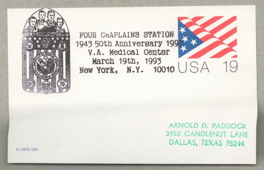 Lot 351: Four Chaplins Station memorial cover PM Four Chaplins...