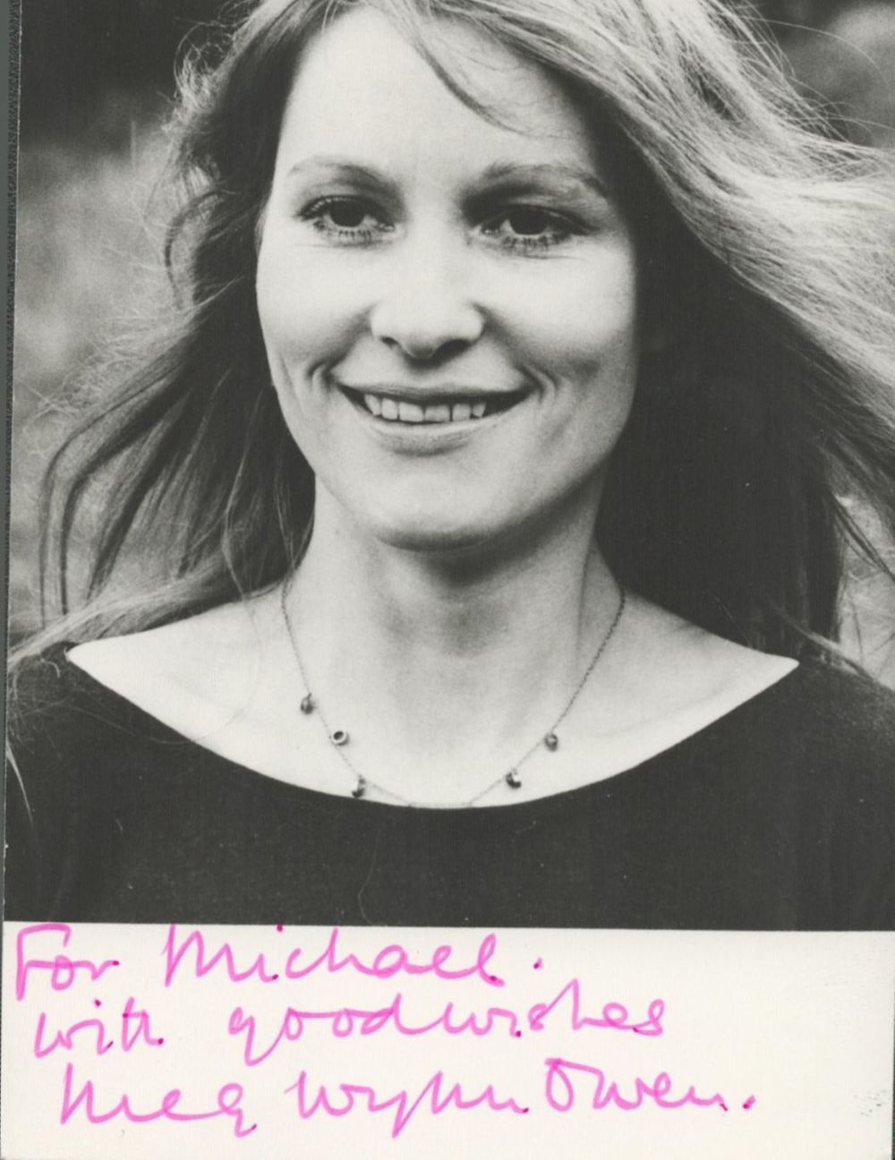 Lot 395: Meg Wynn Owen signed 6x4 black and white...