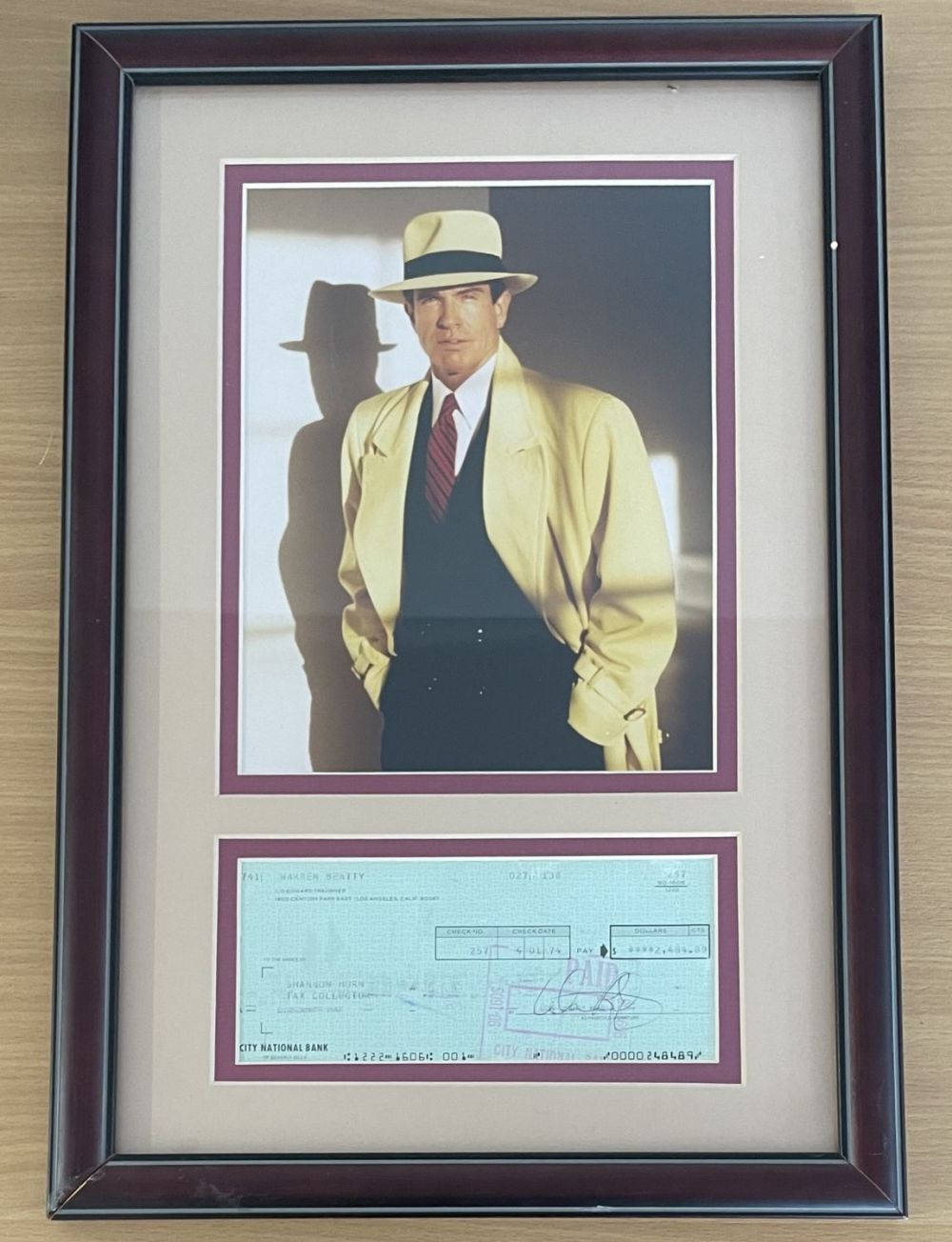 Lot 418: Warren Beatty 19x12 mounted and framed display incudes...