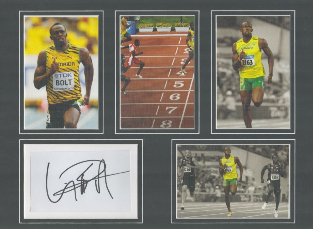 Lot 509: Athletics Usain Bolt Signed Signature Piece with 4...