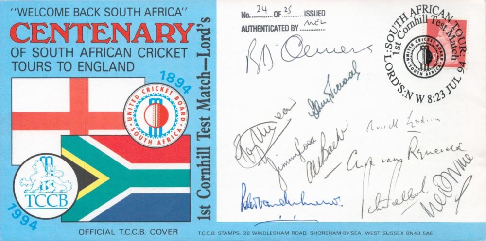 Lot 524: Cricket. 9 Famous Old Player Signed South Africa...