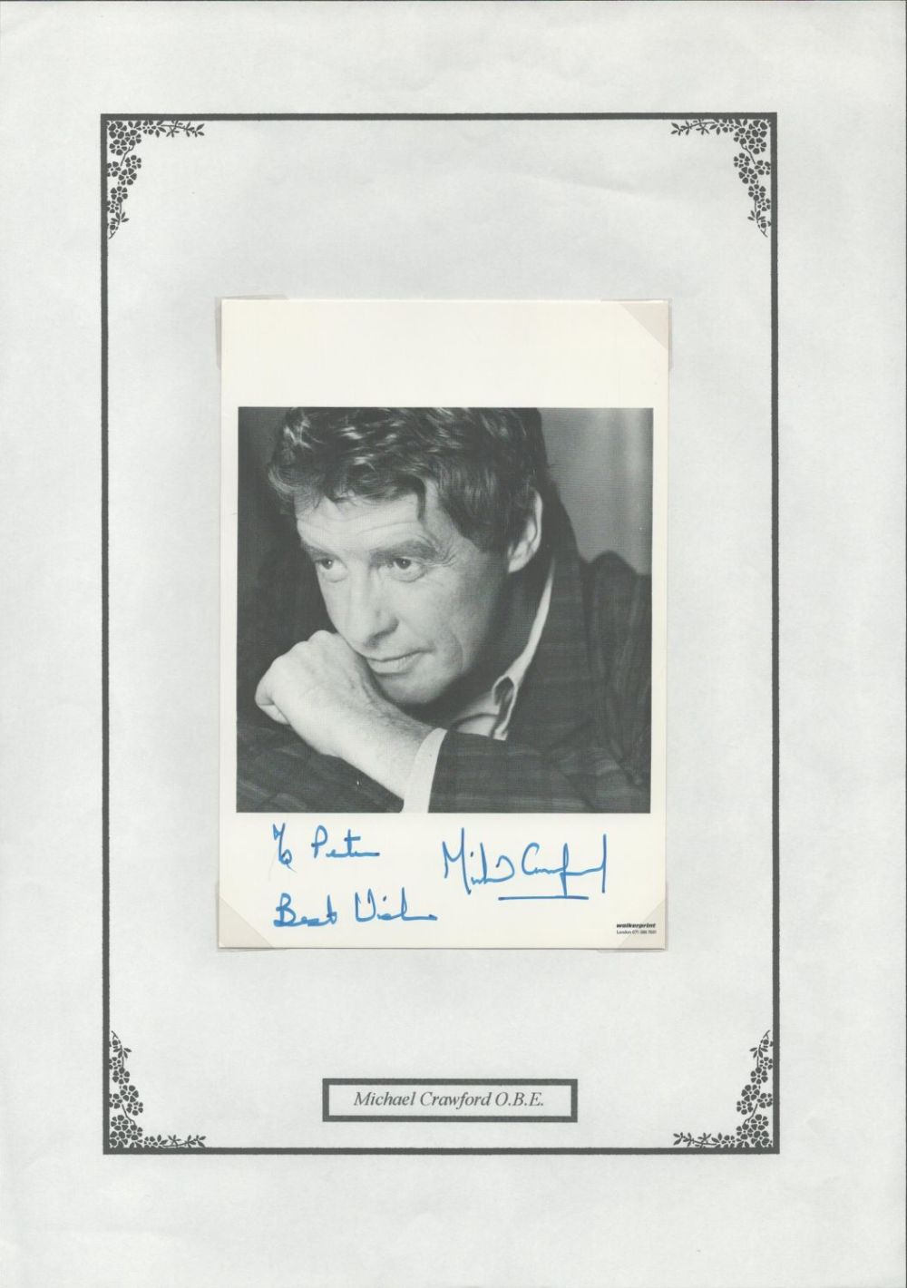 Lot 573: Michael Crawford OBE Signed 6x4 inch Black and...