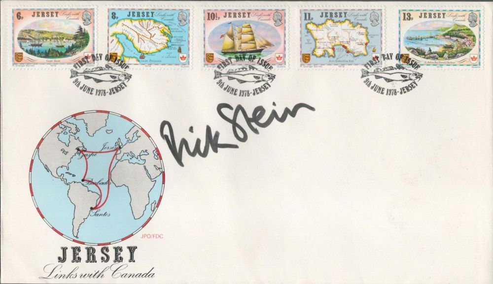 Lot 606: Rick Stein signed Jersey links with Canada FDC....