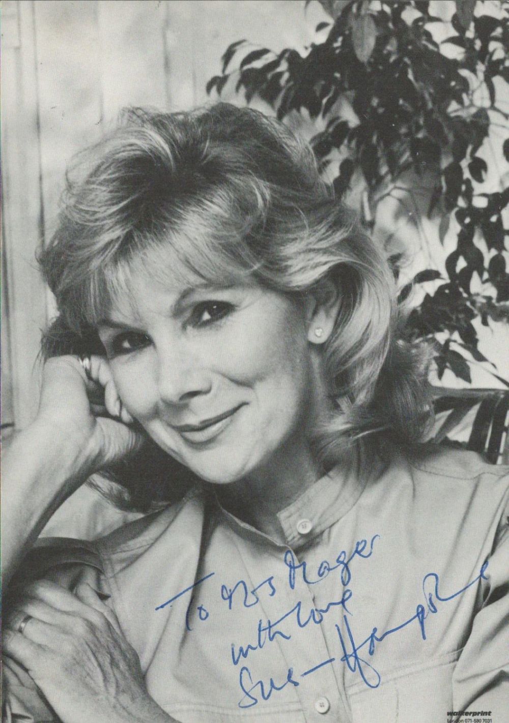 Lot 620: Sue Hampshire signed 6x4 black and white photo....