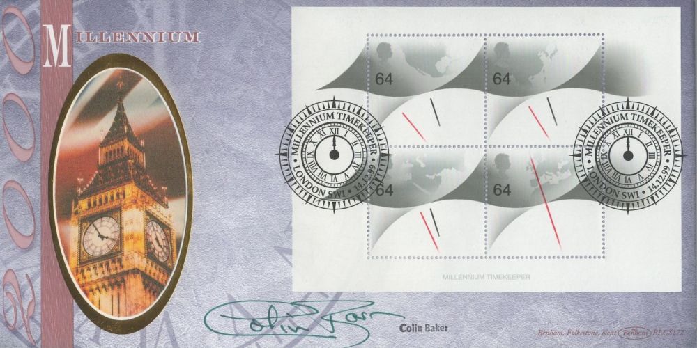 Lot 643: Colin Baker signed Millennium FDC. Includes 2 postmarks...