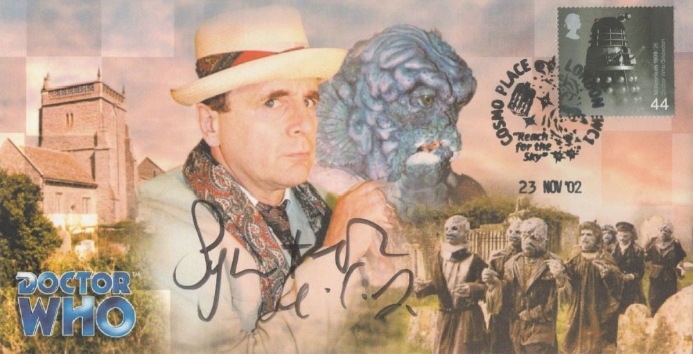 Lot 645: Sylvester McCoy signed Doctor Who FDC. Postmark Cosmo...
