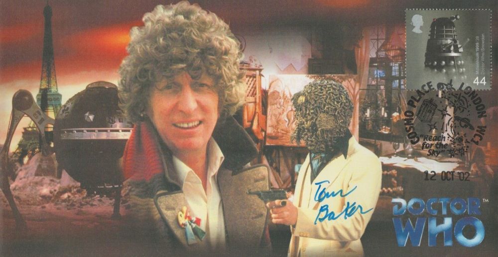 Lot 646: Tom Baker signed Doctor Who FDC. Postmark Cosmo...