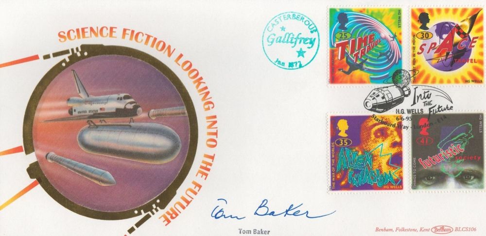 Lot 647: Tom Baker signed Science Fiction FDC. Postmark 6....