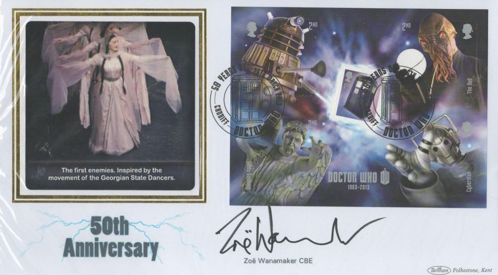 Lot 650: Zoe Wanamaker signed Doctor Who 50th Anniversary FDC....