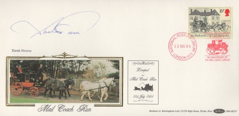 Lot 655: Derek Nimmo signed Mail Coach Run FDC. Postmark...