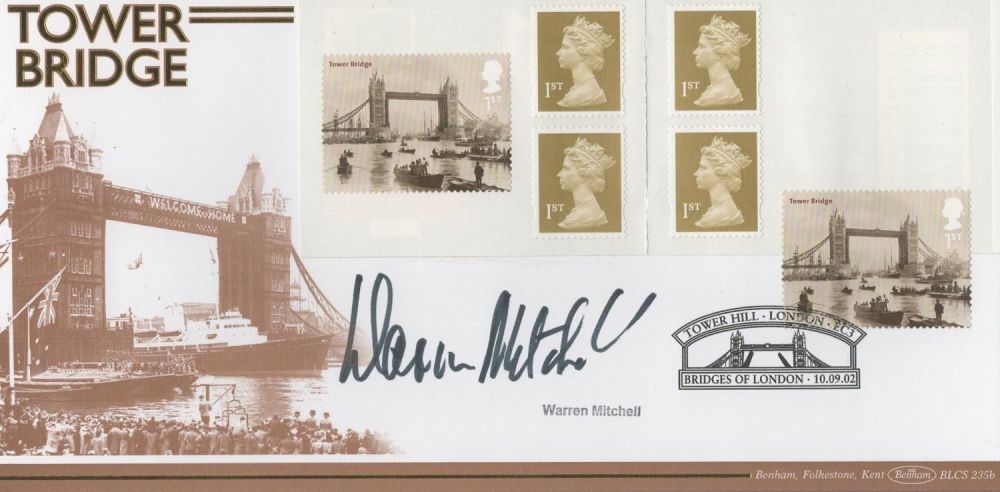 Lot 656: Warren Mitchell signed Tower Bridge FDC. Postmark bridges...