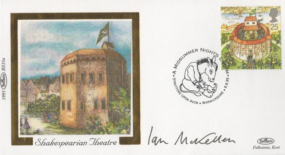 Lot 657: Ian Mckellen signed Shakespearian Theatre FDC. Postmark A...
