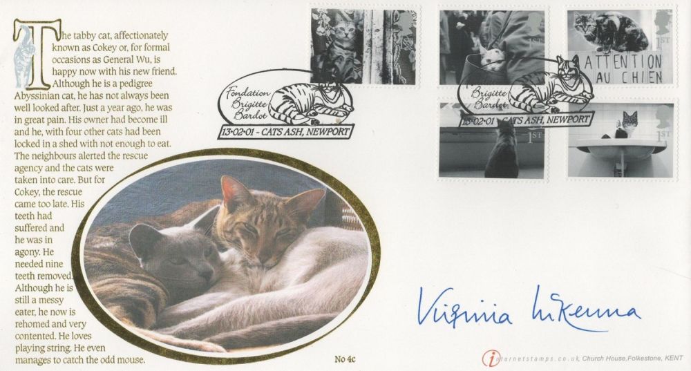 Lot 659: Virginia Mckenna signed Brigitte Bardot Foundation FDC. 2...