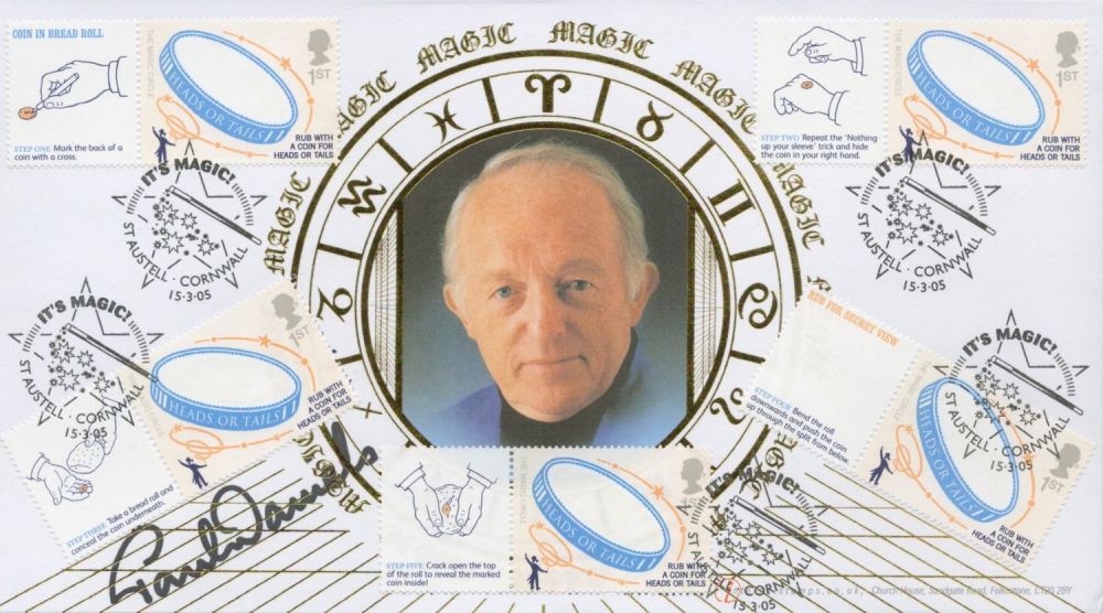 Lot 663: Paul Daniels signed FDC. 5 Postmarks 15/3/05 St...