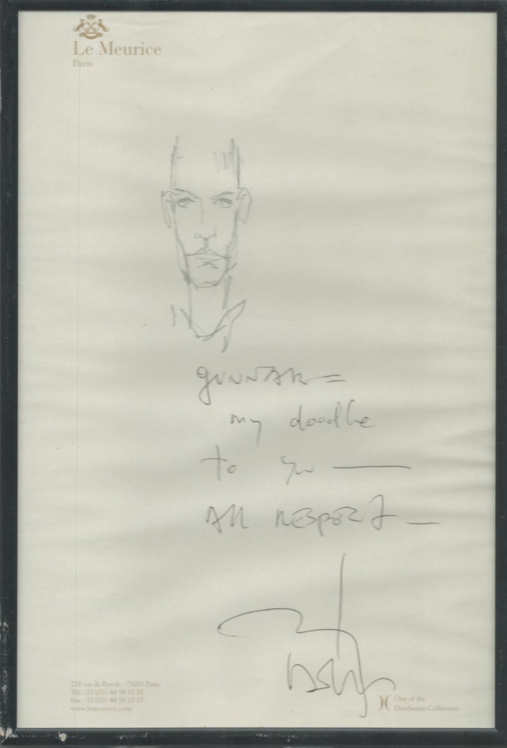 Lot 701: Actor Johnny Depp Signed and Inscribed Doodle Drawing...