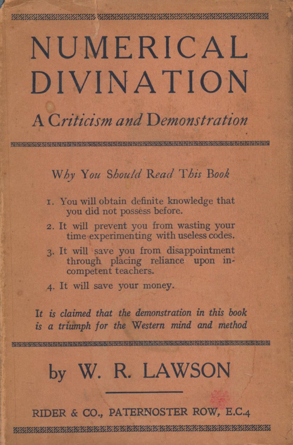 Lot 194: Numerical Divination A Criticism and Demonstration by W...
