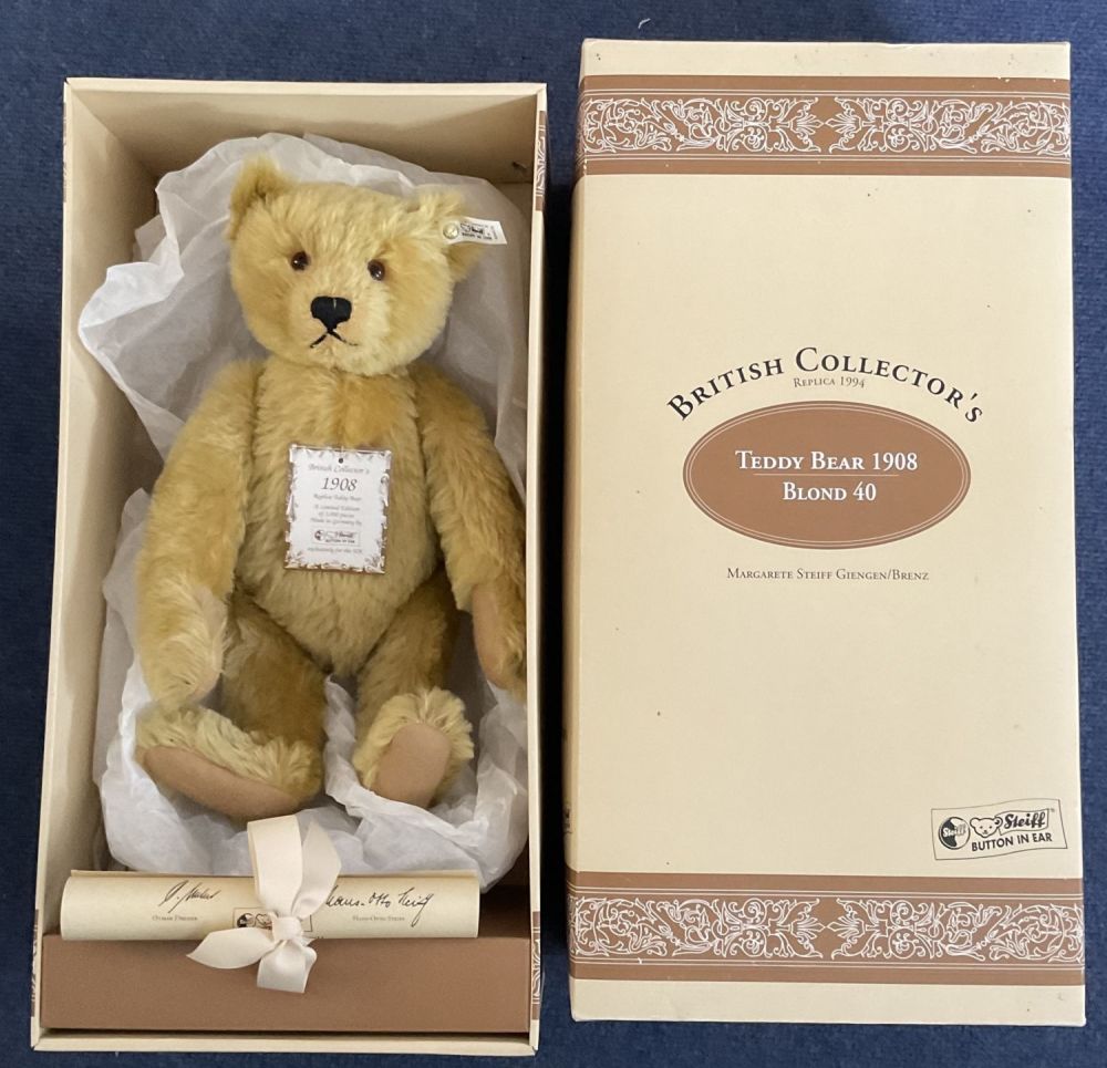Lot 112: Rare Steiff 1994 British Collectors 1908 REPLICA Bear...