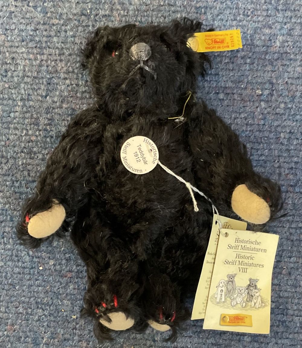 Lot 114: Historic Steiff Miniatures VIII Black 1912 Bear. Anniversary...