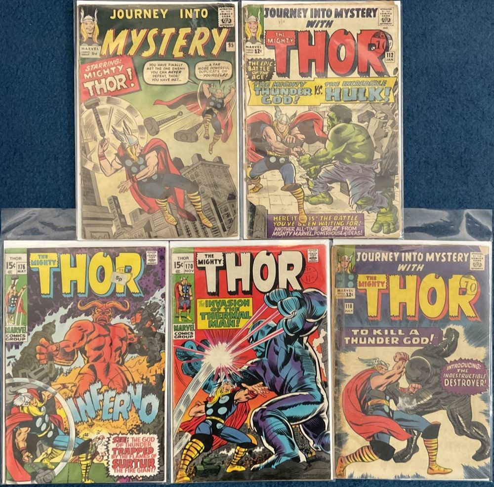 Lot 233: Marvel comics Silver Age 5 Thor Comics. Marvel...