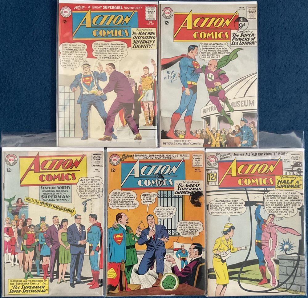 Lot 239: Silver Age 5 DC Action Comics. DC Superman...