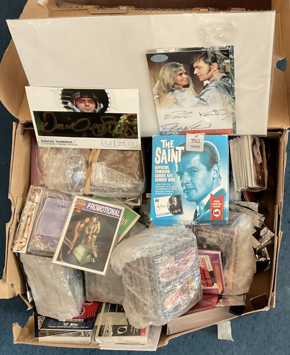 Lot 283: Box of 1000+ assorted trading cards including The...