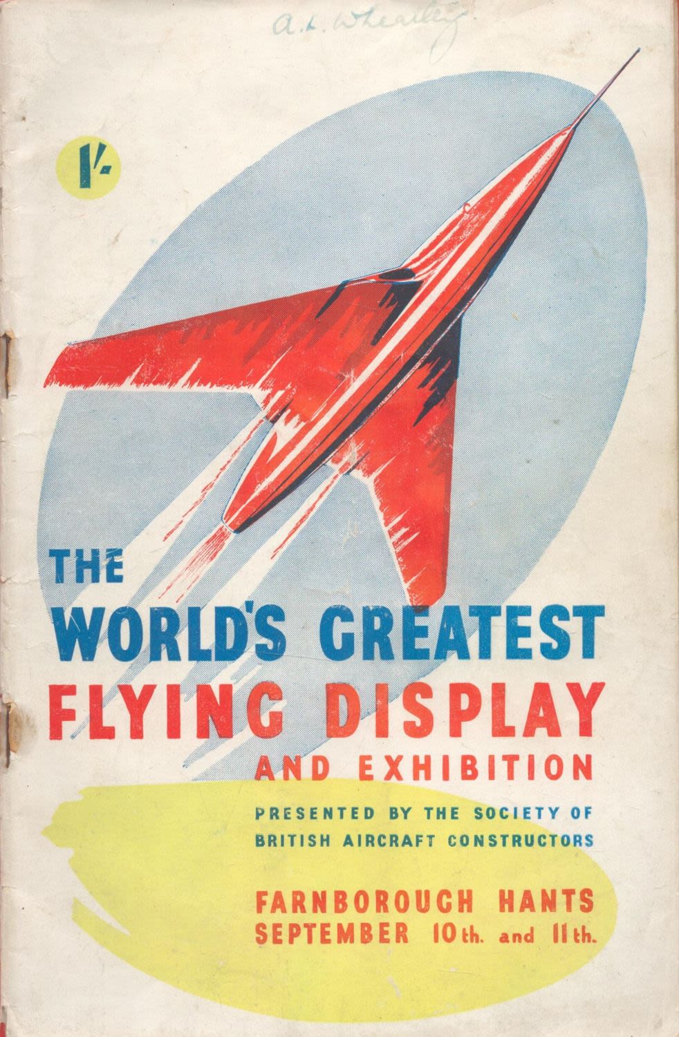 Lot 129: Vintage programme from Farnborough Flying Show on 10...