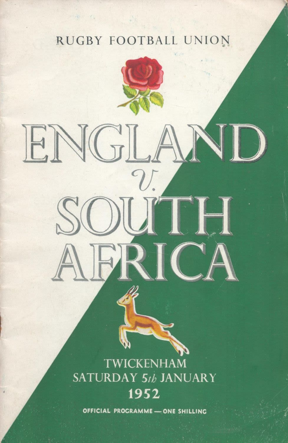 Lot 130: Official programme for England v South Africa rugby...