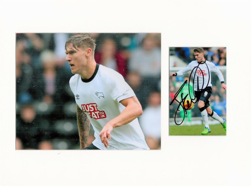 Lot 144: Football Jeff Hendrick 16x12 overall Derby County mounted...
