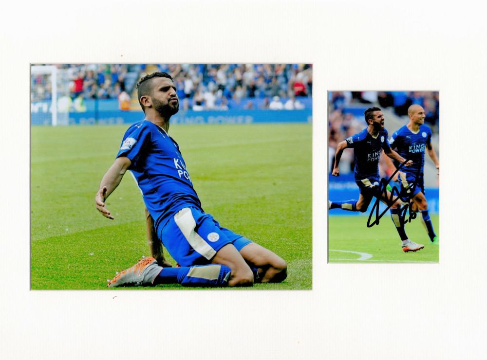 Lot 179: Football Riyad Mahrez 16x12 overall Leicester City mounted...