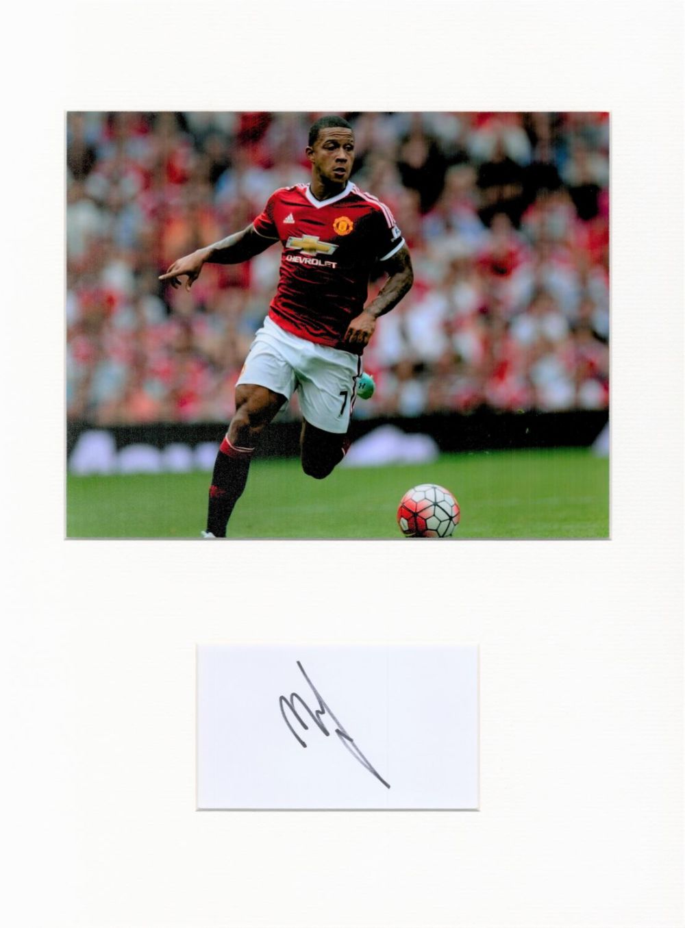 Lot 217: Football Memphis Depay 16x12 overall Manchester United mounted...
