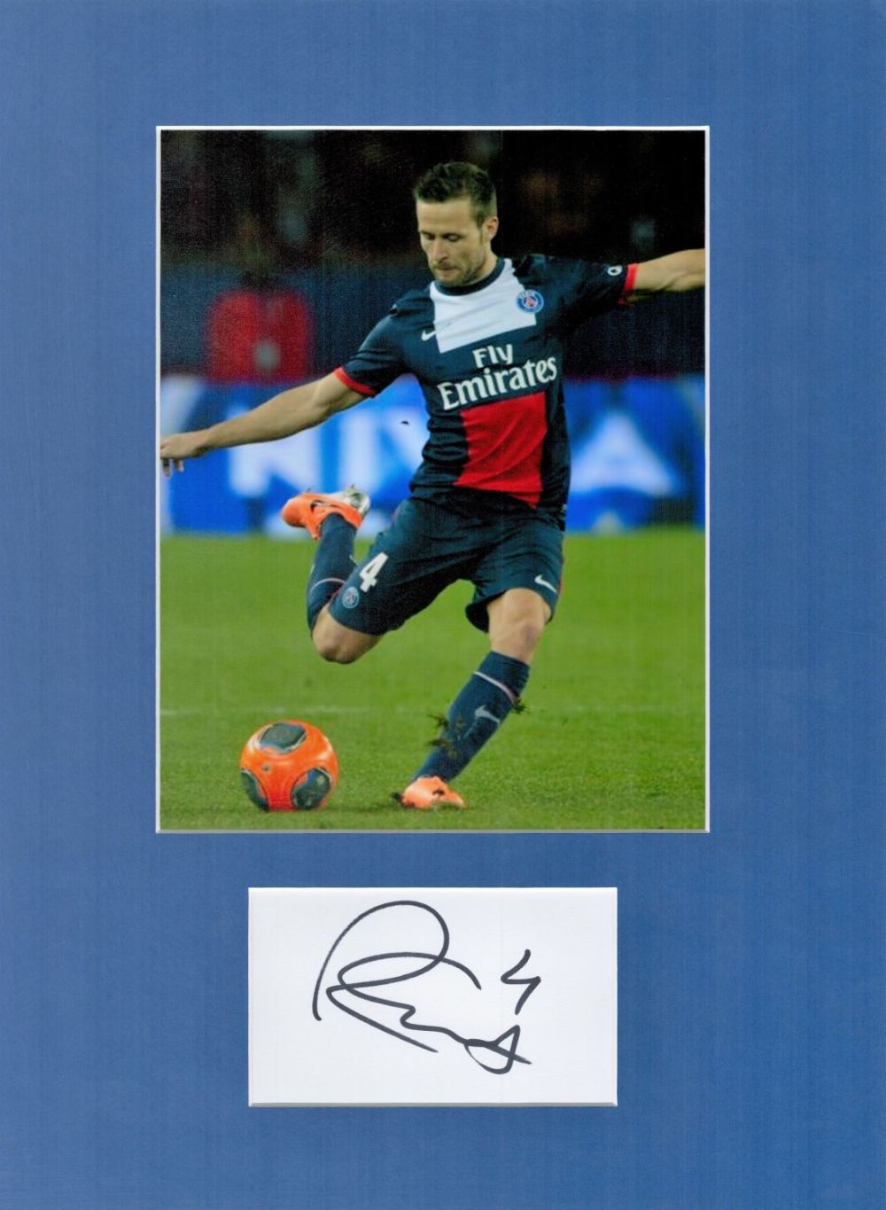 Lot 233: Football Yohan Cabaye 16x12 overall PSG mounted signature...